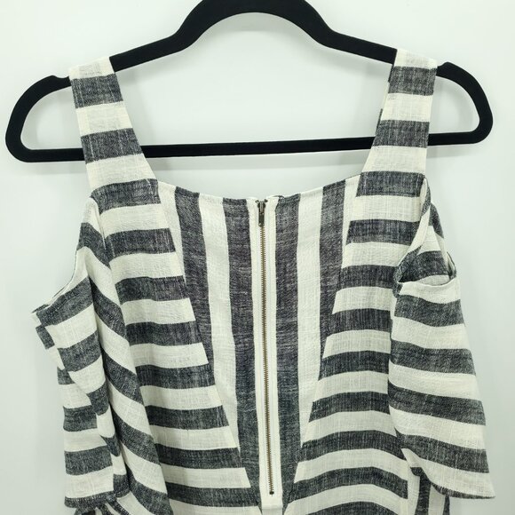 NWT Soft Surroundings Striped Linen-Blend Cold Shoulder Sunset Tunic Top M - Picture 10 of 16